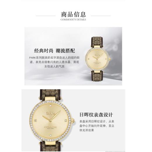 1楼COACH/蔻驰PARK系列经典日晖纹表盘时尚简约石英女士手表 商品图5