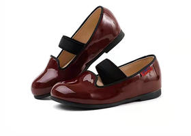 韩国进口品牌童鞋-酒红百搭平底小皮鞋