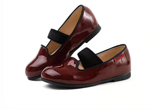 韩国进口品牌童鞋-酒红百搭平底小皮鞋 商品图0