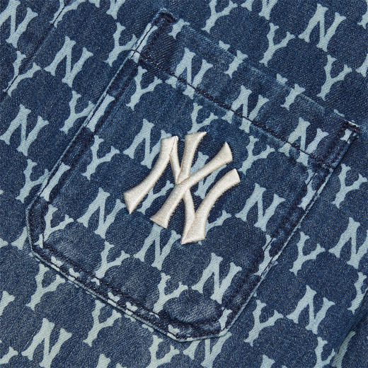 MLB男女衬衫复古老花牛仔休闲情侣防风薄外套春季新款3AWSN3014 商品图4