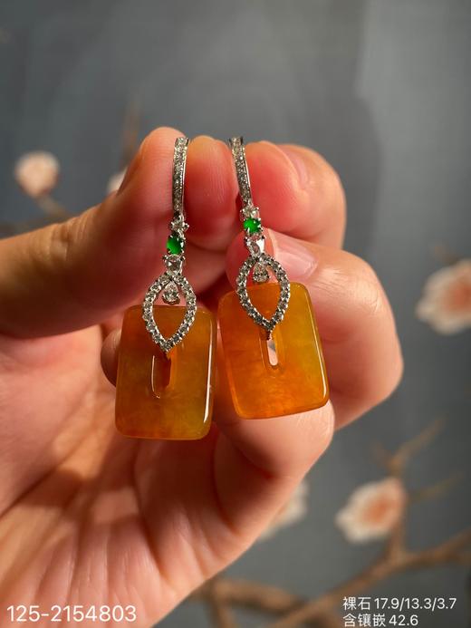 125-2154803，高冰黄翡方扣耳坠，48999 商品图0