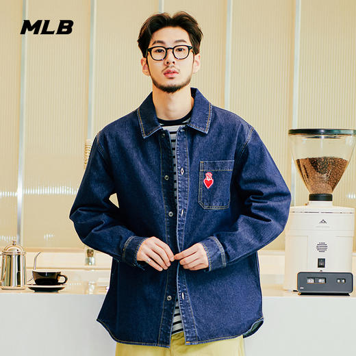 MLB男女牛仔爱心衬衫运动休闲情侣外套潮2022春季新款3ADRHN521 商品图4