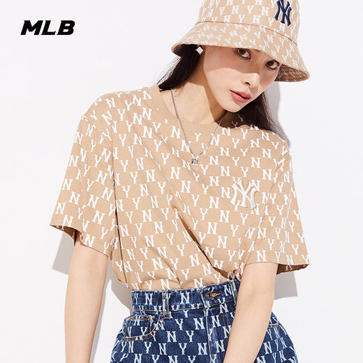 MLB男女情侣T恤复古老花圆领短袖运动休闲潮22春夏新款3ATSM1023 商品图1