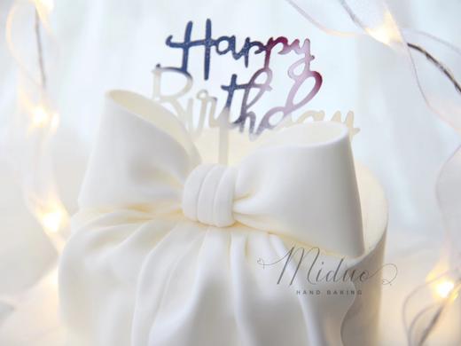 女生蛋糕 翻糖蝴蝶结 缎面 纯洁白色 仙气飘带 小红书网红款 商品图1