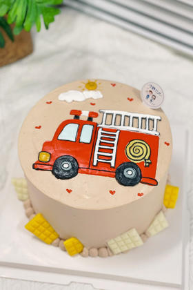 手绘消防车奶油蛋糕 下单前请仔细阅读商品详情