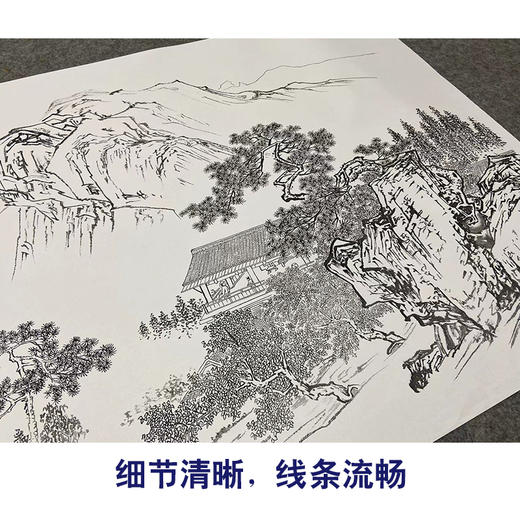 【大彩图】陈少梅横幅工笔画白描底稿《望云楼》山水临摹勾线高清打印稿SV21 商品图4