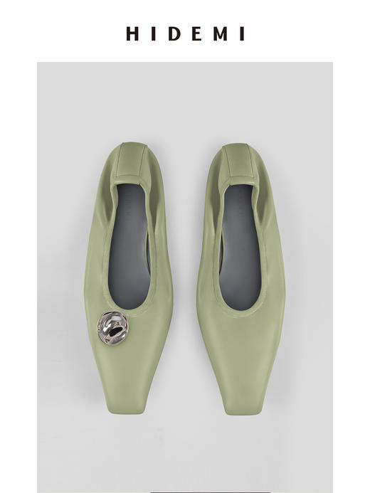 HIDEMI波纹金属扣小羊皮平底鞋 商品图14