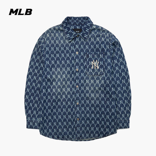 MLB男女衬衫复古老花牛仔休闲情侣防风薄外套春季新款3AWSN3014 商品图1