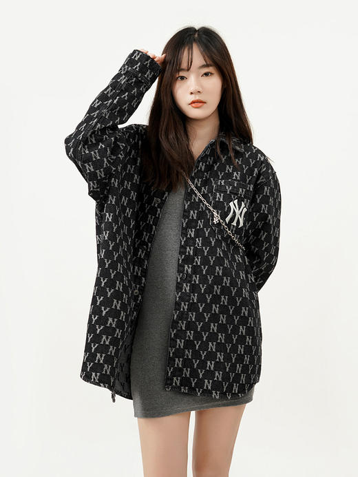 MLB	男女牛仔复古老花衬衫休闲情侣外套潮22年春季新款3ADRMN321 商品图2