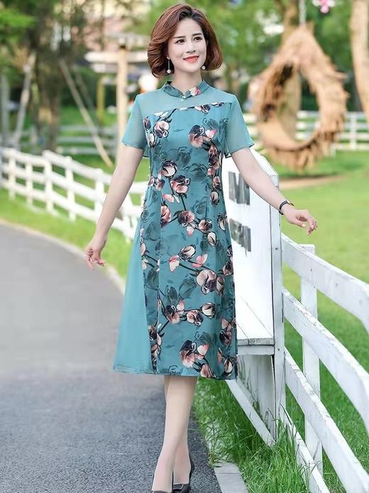 采帛改良旗袍碎花连衣裙 商品图0