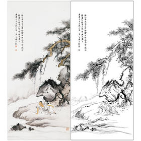 【大彩图】陈少梅工笔画白描底稿《人物图》山水人物临摹勾线高清打印稿SV19