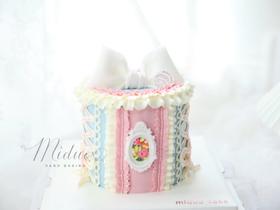 女士款 洛丽塔风 甜美 粉蓝色系 波浪复古花边 翻糖蝴蝶结 小红书同款