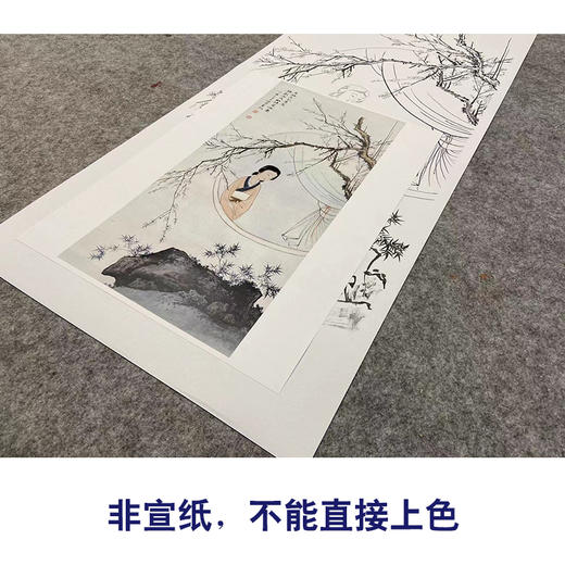 【大彩图】陈少梅工笔传统仕女人物画白描底稿《红楼望梅图》临摹勾线高清打印稿SV18 商品图2