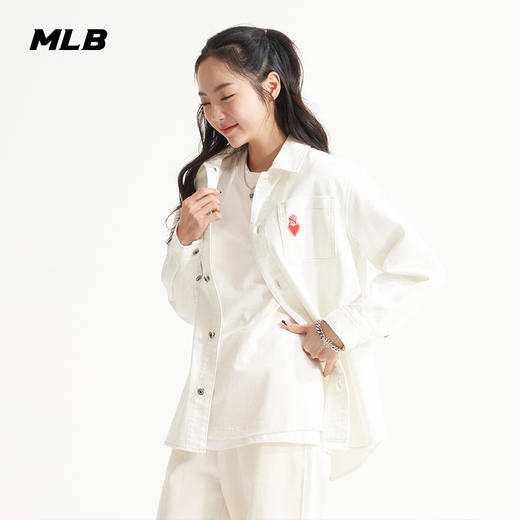 MLB男女牛仔爱心衬衫运动休闲情侣外套潮2022春季新款3ADRHN521 商品图2