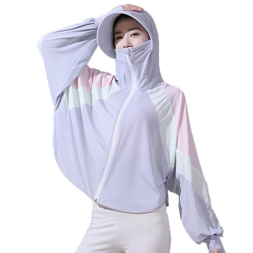 【新型防晒冰丝服，1件=6件】新款冰丝网眼防紫外线撞色防晒衣 时尚遮阳帽防晒服袖套 商品图4