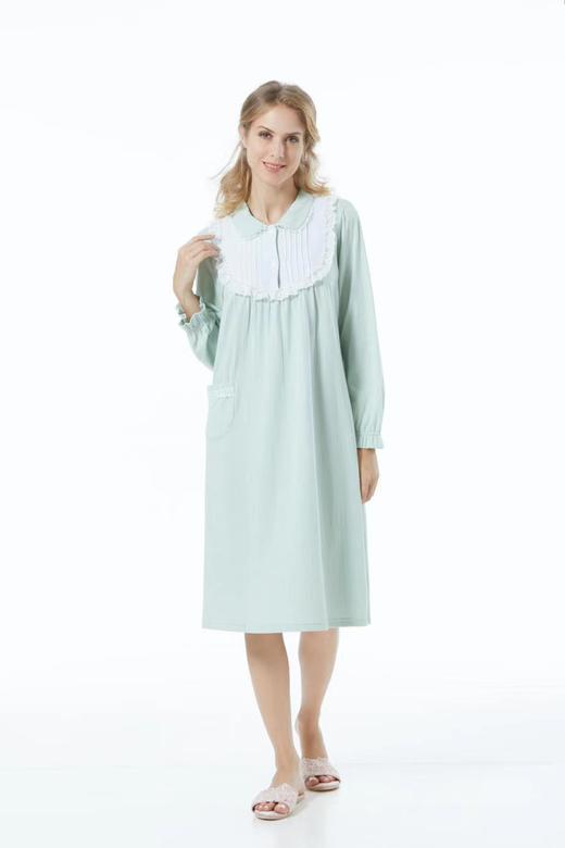 Isyfen/伊丝芬 双层针织长袖睡裙 居家休闲 商品图2