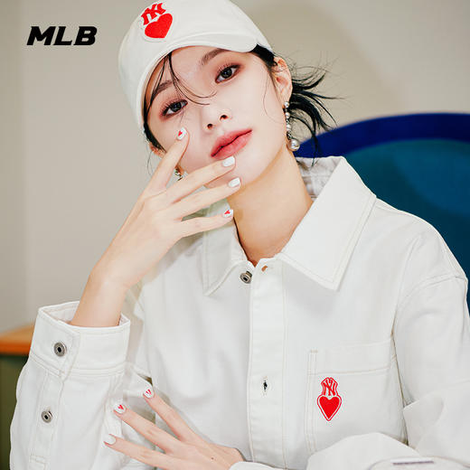 MLB男女牛仔爱心衬衫运动休闲情侣外套潮2022春季新款3ADRHN521 商品图1