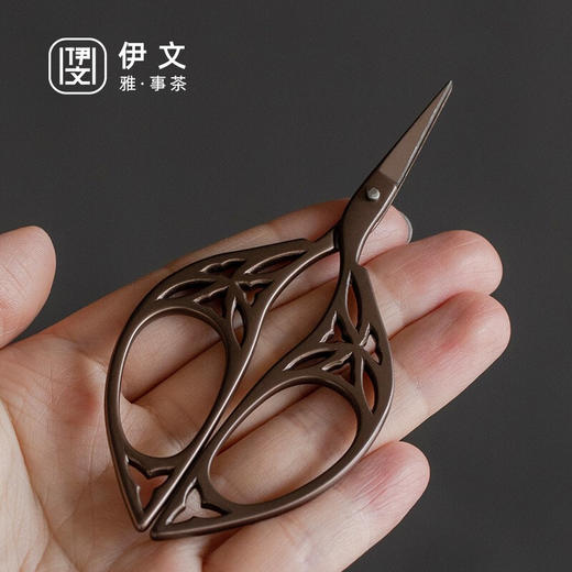  陶瓷茶包小剪刀茶道配件手工剪纸刀钛合金茶叶袋包线头剪子 树叶纹剪刀VQ3a 商品图7
