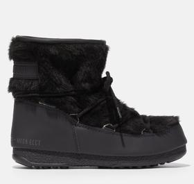 Moon Boots - Moon Boot Monaco Low Fur WP 2 - Black 女装 雪地靴 黑色