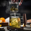 办公室玻璃茶杯带盖恒温垫组合智能加热日式茶水分离杯 伊-正六杯（宿青）-方把胡桃木+逗号恒温垫（木纹） 商品缩略图4