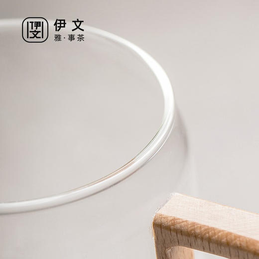  陶瓷带盖过滤玻璃泡茶杯日式简约家用茶杯个人喝水马克杯 伊-清风（透明）大肚泡茶杯-榉木 商品图8