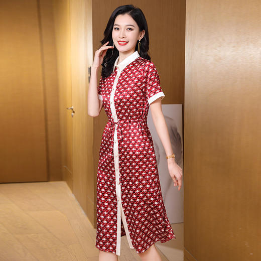 ASE-9307印花拼接气质韩版女士连衣裙 商品图0