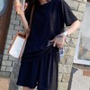 【夏季必备~】新款百搭休闲时尚冰丝凉凉休闲套装女宽松显瘦懒人居家外出短裤女短袖套装胖mm大码 商品缩略图4