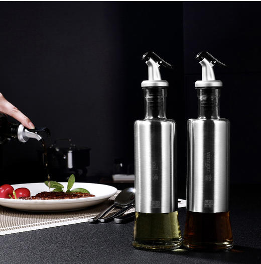 安娜油瓶玻璃防漏不锈钢装油瓶厨房油罐壶家用欧式调料瓶油酱醋壶 商品图0