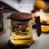  玻璃茶杯茶水分离男士办公室泡茶杯带盖简约大容量 伊-正六杯（透明）-方把白橡木-配杯垫 商品缩略图6