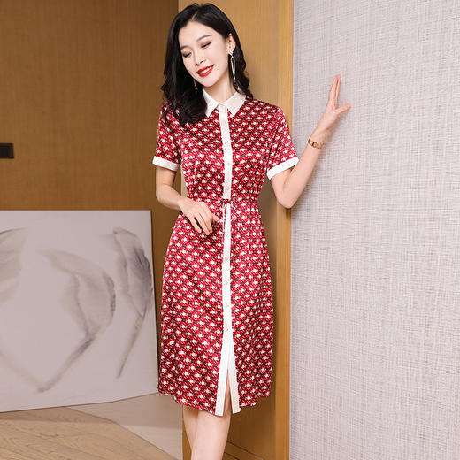 ASE-9307印花拼接气质韩版女士连衣裙 商品图2