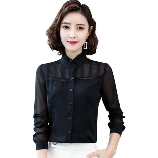 衬衫女士设计感小众衬衣2022春气质时尚木耳边洋气上衣 QB-CZP5031 商品图2