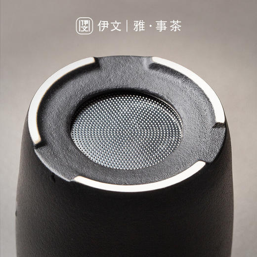  茶杯陶瓷带盖茶水分离泡茶杯家用大容量过滤水杯办公个人杯子 暖猫杯 男款-黑色E3a（言调） 商品图5