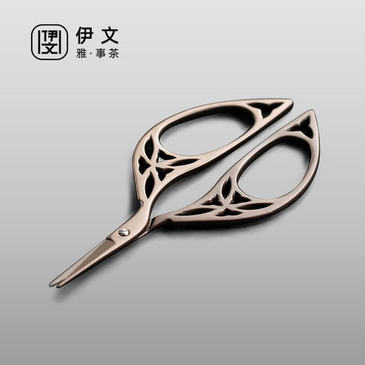  陶瓷茶包小剪刀茶道配件手工剪纸刀钛合金茶叶袋包线头剪子 树叶纹剪刀VQ3a 商品图0