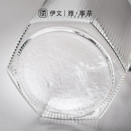  玻璃茶杯茶水分离男士办公室泡茶杯带盖简约大容量 伊-正六杯（透明）-方把白橡木-配杯垫 商品图5