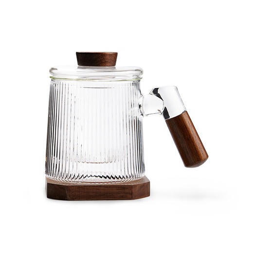  过滤茶杯个人办公玻璃水杯耐热泡茶杯子大容量花茶杯茶水分离 【推荐】心悦玻璃杯-胡桃木杯柄（带胡桃木杯垫）K2 商品图3