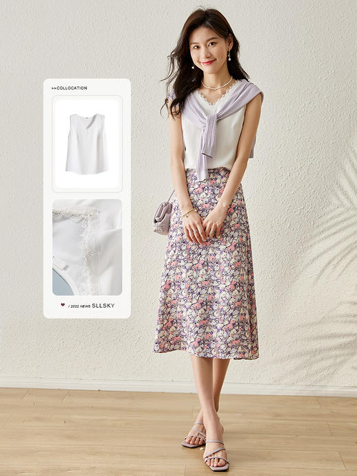 【熙世界】白色吊带小背心女外穿内搭设计感V领无袖上衣夏新款 商品图4