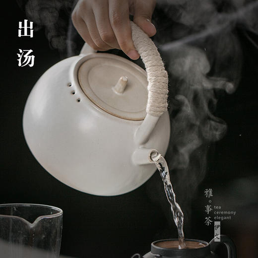  陶瓷烧水壶家用电陶炉套装复古煮茶器茶道煮水壶茶壶煮茶炉 伊-粗陶直口烧水壶（白）Q3a 商品图5