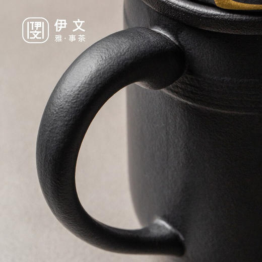  茶杯陶瓷带盖茶水分离泡茶杯家用大容量过滤水杯办公个人杯子 暖猫杯 男款-黑色E3a（言调） 商品图8