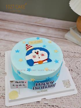 1027CAKE| 蓝色系 哆啦A梦主题 手绘