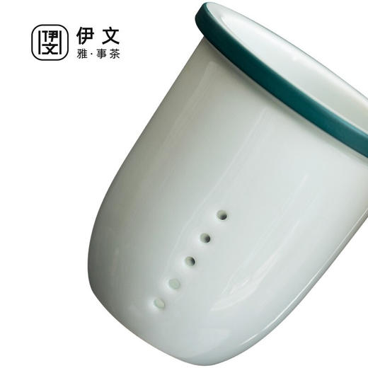 办公室茶杯个人家用陶瓷过滤水杯马杯带盖茶道杯茶水分离 （粗陶）若丘木柄过滤杯+恒温垫 商品图8