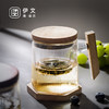  玻璃茶杯茶水分离男士办公室泡茶杯带盖简约大容量 伊-正六杯（透明）-方把白橡木-配杯垫 商品缩略图0
