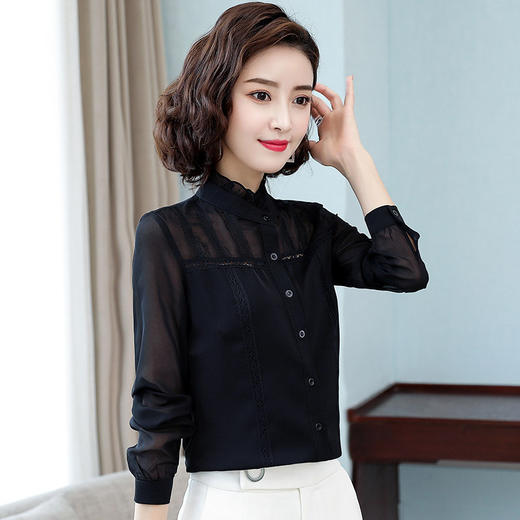 衬衫女士设计感小众衬衣2022春气质时尚木耳边洋气上衣 QB-CZP5031 商品图0