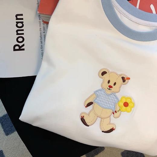 「刺绣款！49.9元包邮」夏季小熊绣花学生白色短袖t恤女宽松短袖t恤上衣 商品图1