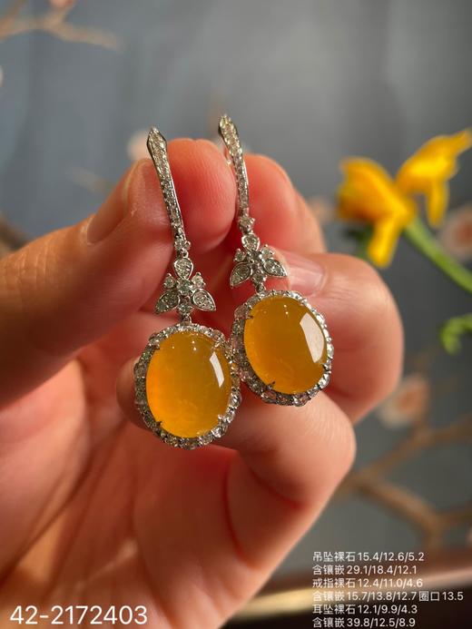 近玻璃黄翡蛋面套装  89999【42-2172403】 商品图1