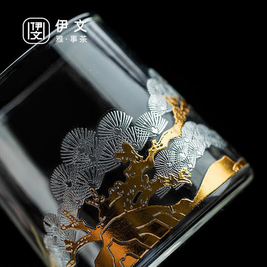  陶瓷苍松翠柏耐热玻璃茶杯男女茶水分离泡茶杯带盖过滤杯子 苍松翠柏玻璃杯H2g 商品图7