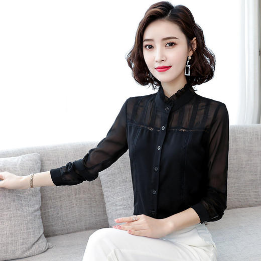 衬衫女士设计感小众衬衣2022春气质时尚木耳边洋气上衣 QB-CZP5031 商品图1
