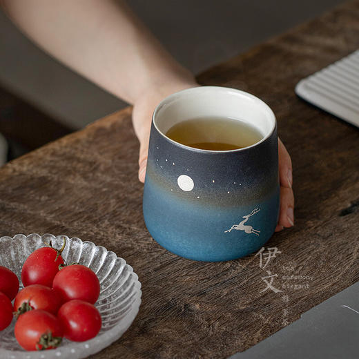  陶瓷茶杯双层隔热水杯简约马克杯不烫手啤酒杯创意果汁杯 麋鹿水杯3色礼盒装 商品图6