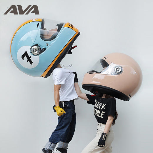 AVA王朝碳纤维头盔全盔玻璃钢男女国潮复古头盔四季 商品图3