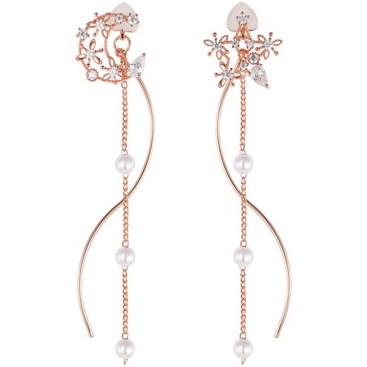 ZEGL月溅星河耳环女长款气质耳钉流苏耳坠2022年新款潮不对称耳饰 商品图1