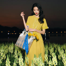 桃源提花连衣裙 | 明媚大气黄 |现货加急发